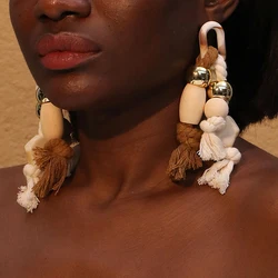 Statement Long Earrings Beads Tassels Exaggerated Earrings Handmade For Women Wedding Party Jewelry