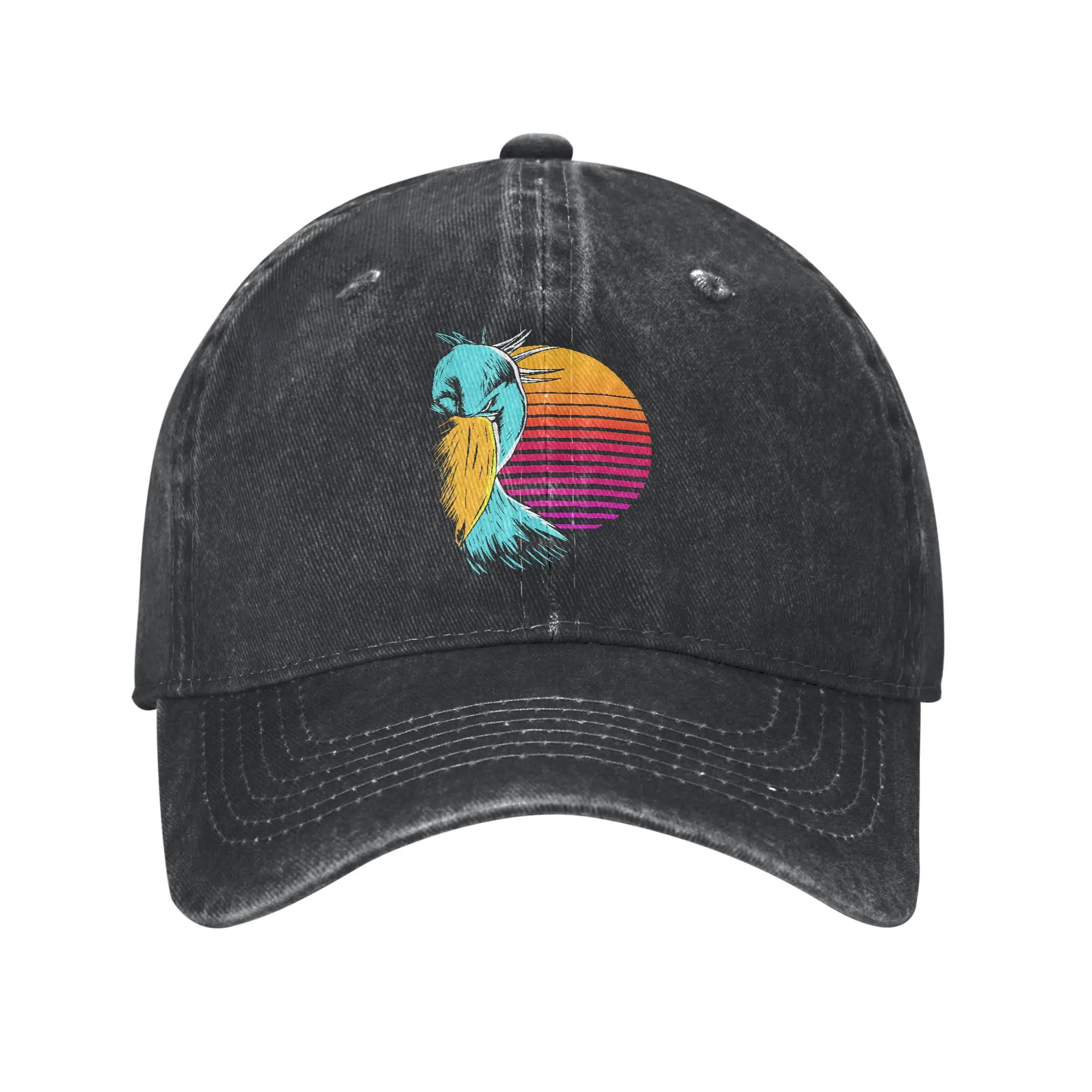 Spring Retro Sunset Shoebill Stork Shoe Bill Bird Baseball Cap Sun  Sun Visor Print Washed Hip Hop Hats Running Snapback Cap