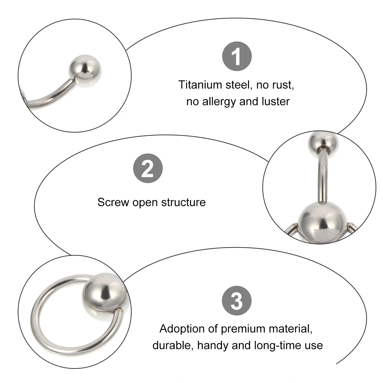 

10 Pcs/ Titanium Ring Navel Round Belly Button Piercings Body Jewelry Decoration