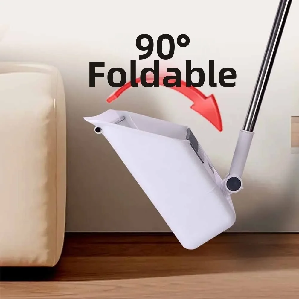 HLH 3-in-1 Folding Broom Set Multi-Surface Cleaning Long Handle Dustpan Combination Vertical Storage Rotatable Head Floor Brush