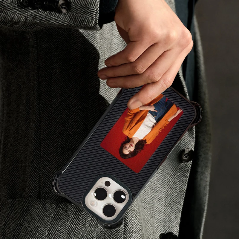 Aermy-funda de teléfono con pantalla de tinta, textura de fibra de carbono Kevlar, airbag de cuatro esquinas, Nfc de 3,97 pulgadas para 14/15/16 Pro Max