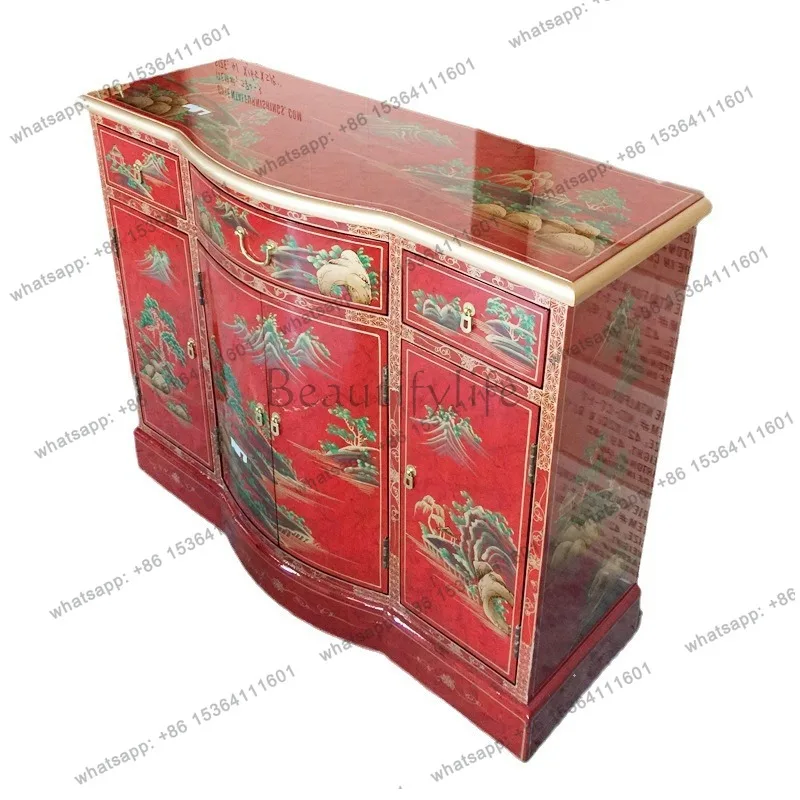 

Three Dou Four Doors Entrance Cabinet Painted Furniture Entrance Hall Decorative Cabinet