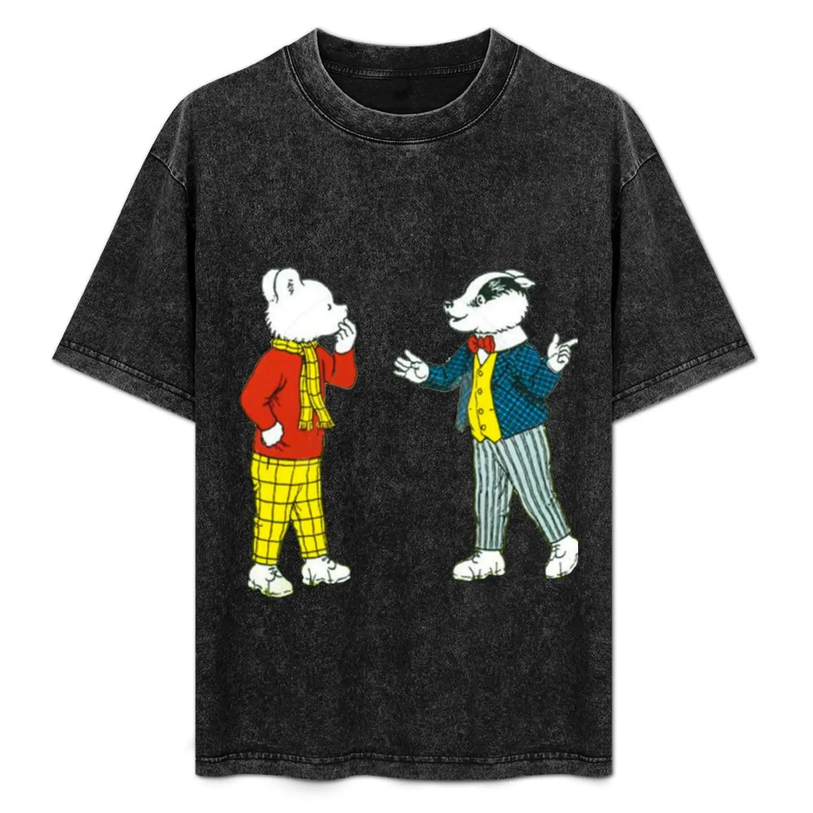 

Rupert bear and bill badger T-Shirt Daily Wear Plain Short Sleeve Shirt