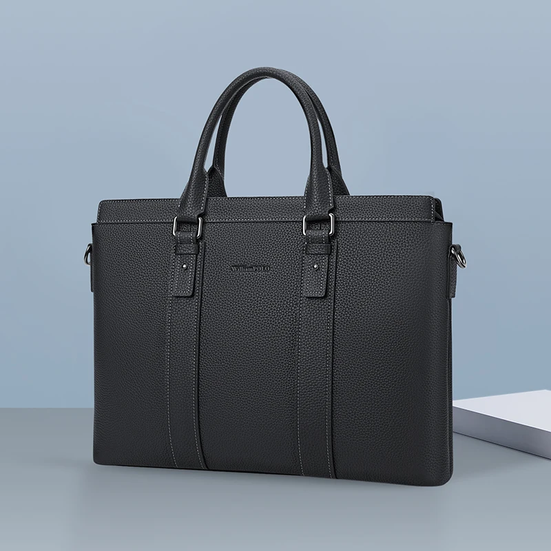 

Luxury briefcase men's genuine leather Cowhide Handbag 16-inch laptop bag Business premium office package