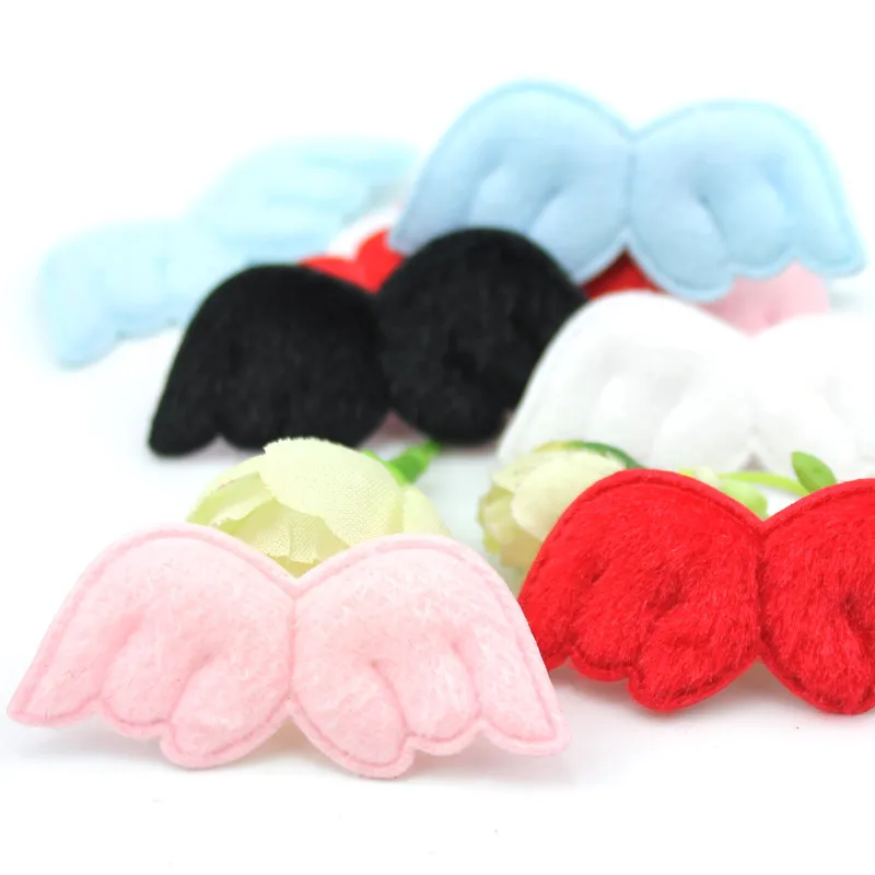 

50Pcs 2.2*5cm Plush Angel Wing Appliques For Clothing Sewing Kids Hair Clip Decor Headwear Crafts Ornament Accessories