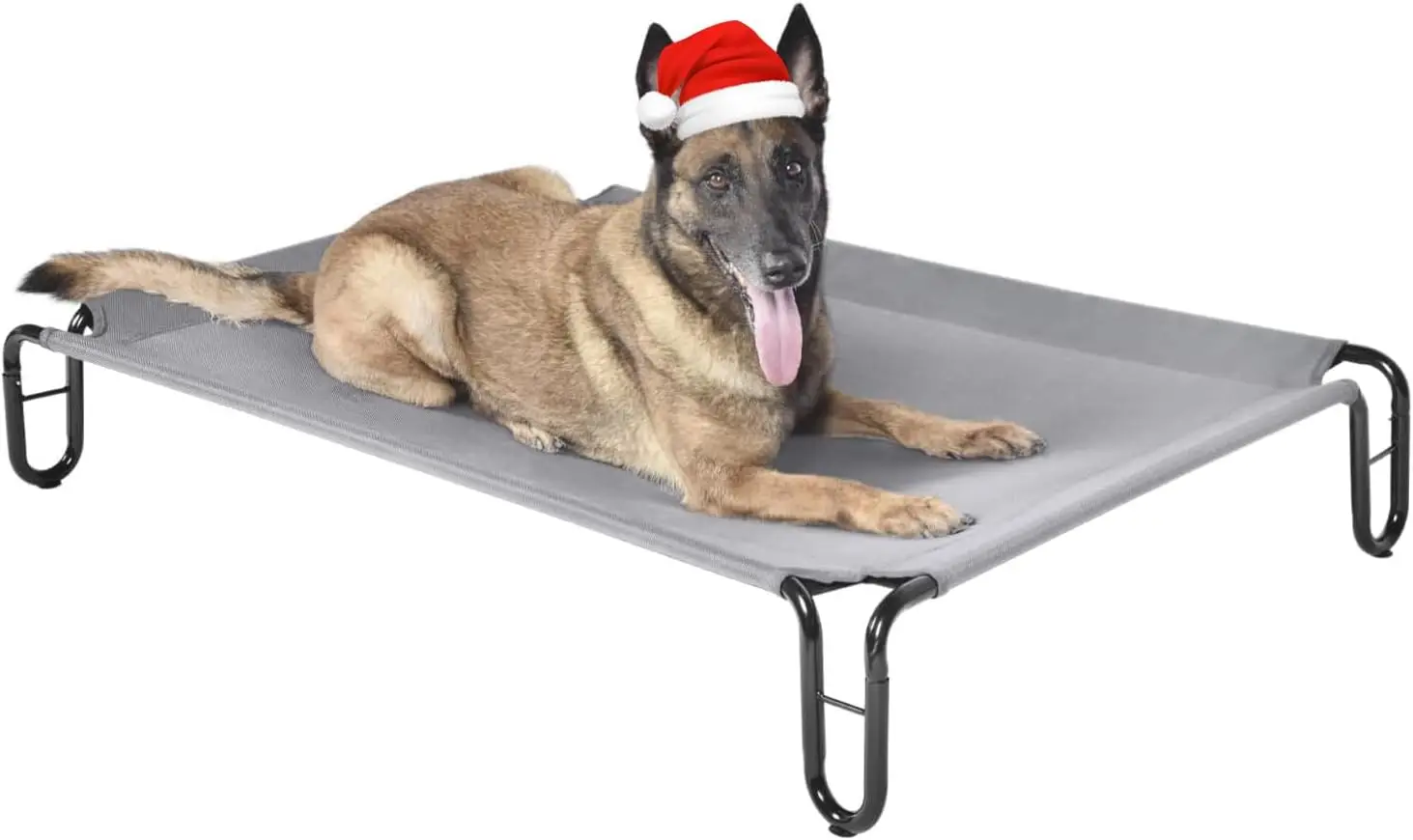 

Raised Outdoor Dog Bed for Large Dogs - Waterproof, Breathable Mesh, Easy Assembly, Non-Slip, Up to 65 lbs, Grey