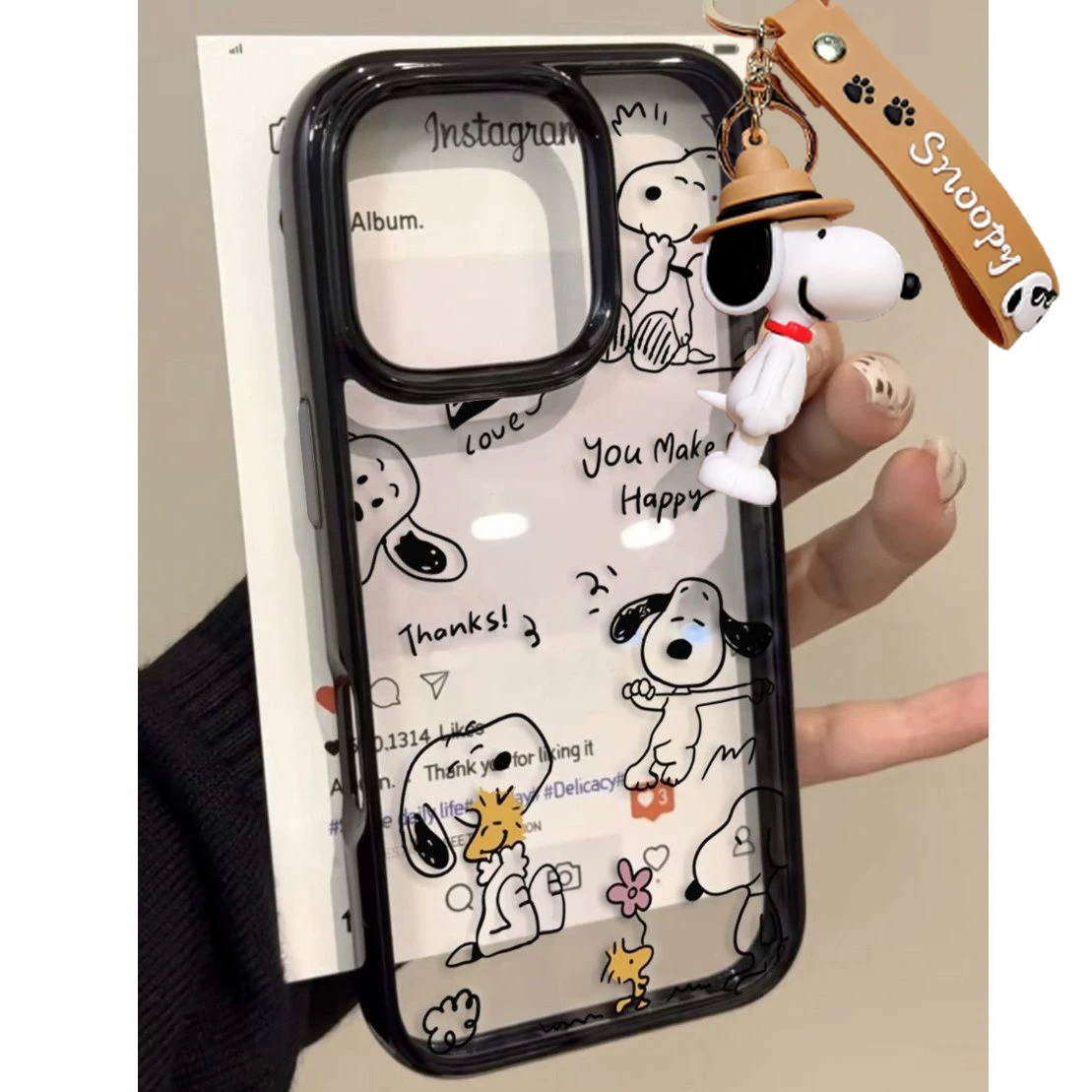 Funda de teléfono colección S-Snoopy de líneas simples para iPhone 17 16 15 14 13 12 11 Pro Max Air 7 8 Plus XR X XS Max, funda de dibujos animados Y2K