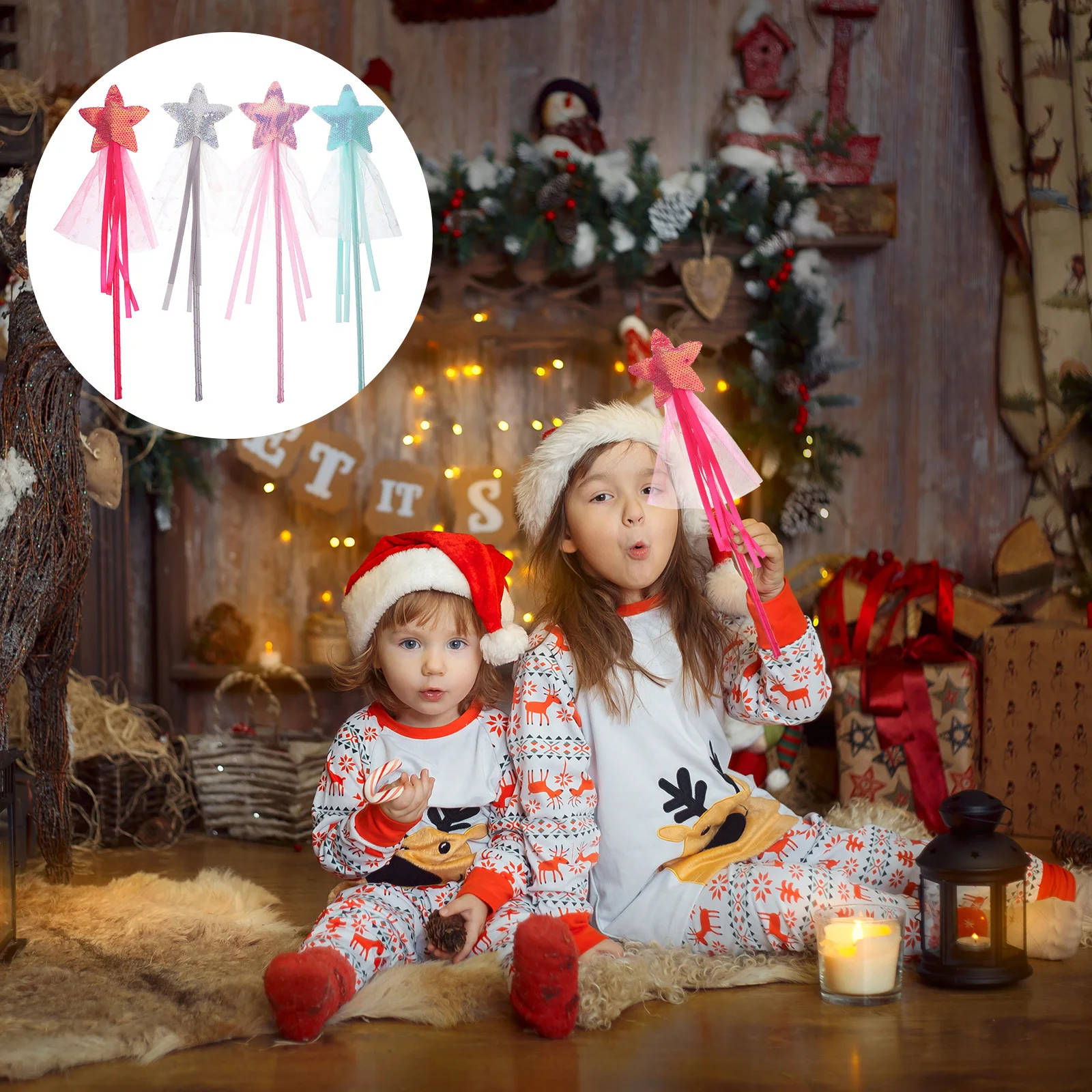 4Pcs Princess Star Fairy Wands Glitter Colorful Kids Wand Cosplay Party Angel Dress Up Birthday Gift Supplies Fairy Wand