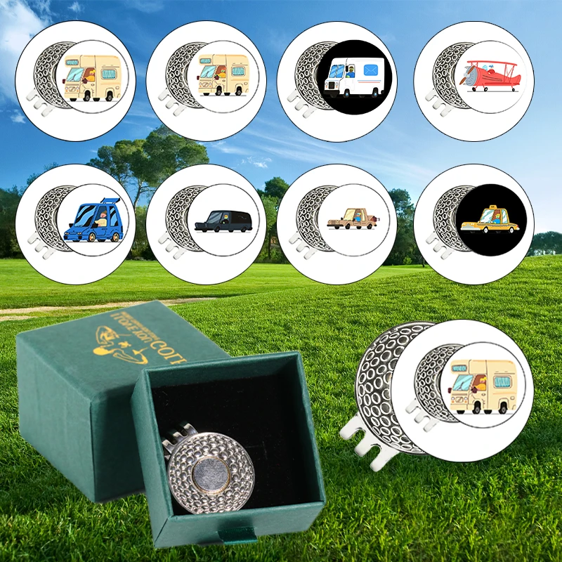 Golf Cap Clip para Veículo Carrinho de golfe, Acessórios para golfe, Ball Marker, Gift Box, Anime, 25mm