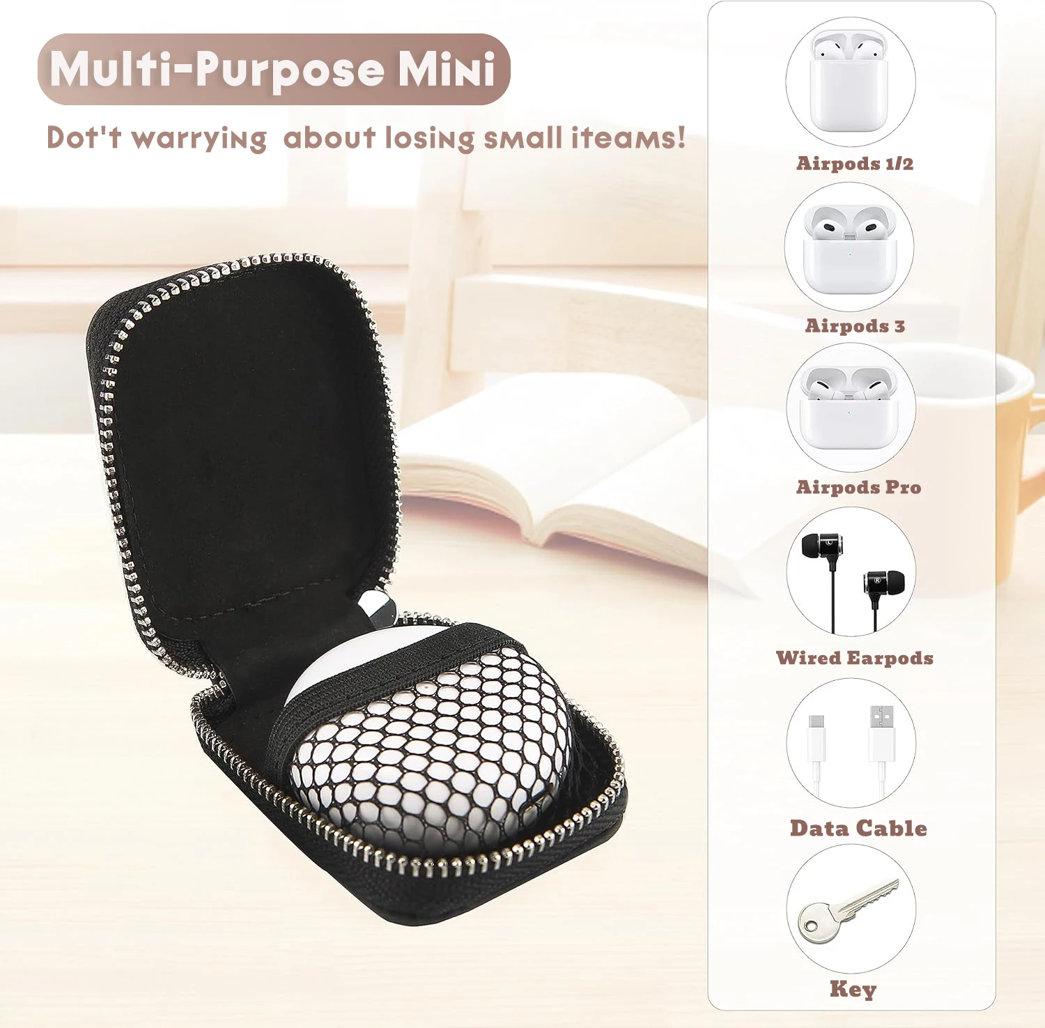 เคสหนังอเนกประสงค์สำหรับ Airpods 1/2/3/Pro ป้องกันฝุ่น กันน้ำ กันกระแทก ป้องกันรอยขีดข่วน กระเป๋าใส่หูฟังไร้สายสำหรับเดินทาง