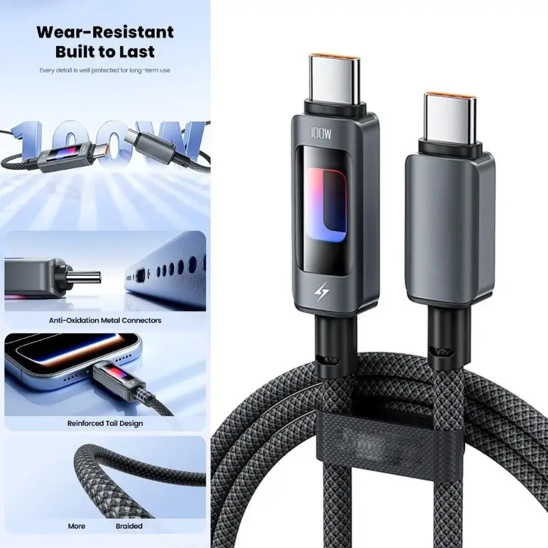 Quick 100W Charging Cord With Bright Light Effects And Strengthened Fiber Construction  D2RC