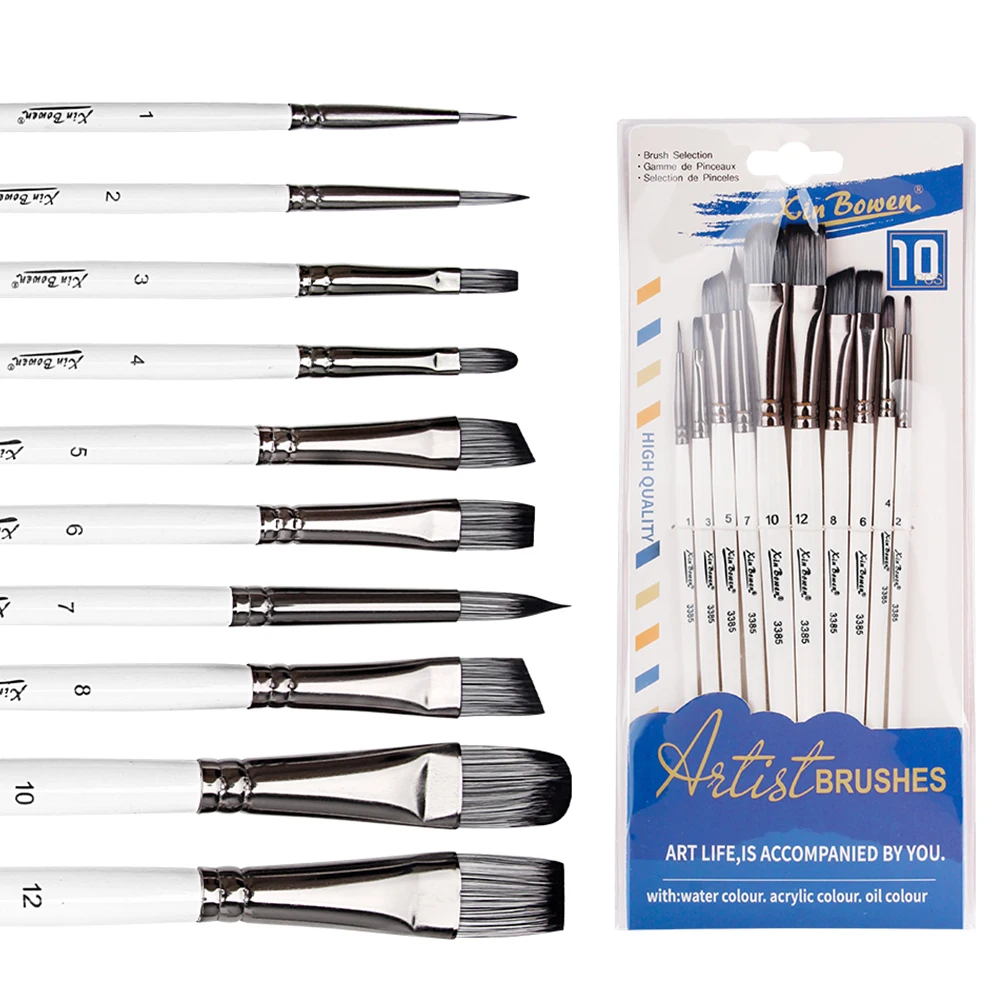 Profissional Pure Carbon Sketch Brush Set, Pintura Pincéis, Desenho Artista, Nylon Cabelo, Faia Madeira Rod, Brush Set, 7 Pcs, 10Pcs