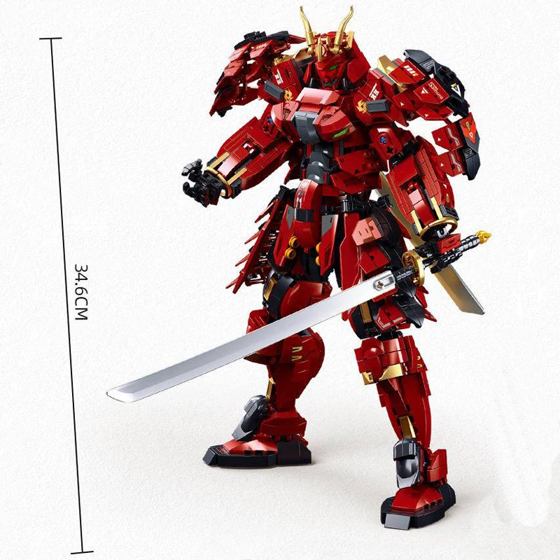 Creativity  Armored Samurai Mech Robot Classic Model Bricks,DIY Action Figure Building Blocks Sets，Assemble Children Toys Gifts