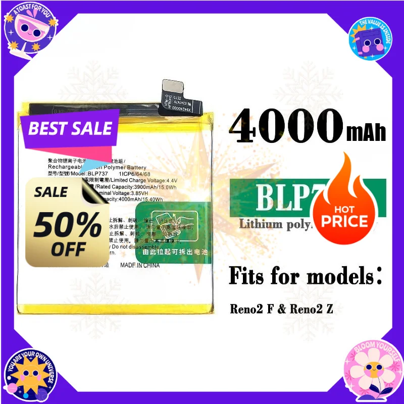 SWZY High Quality BLP737 Battery For OPPO Reno2 F/CPH1989/Reno2 Z/PCKM70/PCKT00/PCK00/CPH1945 Replacement Battery
