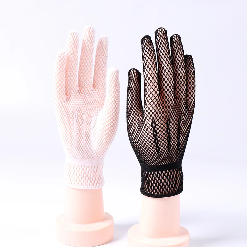 Gloves Tulle High Elastic Five Finger Sexy Airy Hollow Black Women Hand Socks Nightclub Etiquette Reception Dance