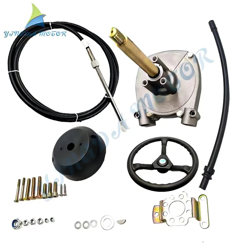 Steering Gear+Throttle Cable (8FT-17FT)+Steering Wheel For Yamaha Outboard Boat Accessories YK7-C