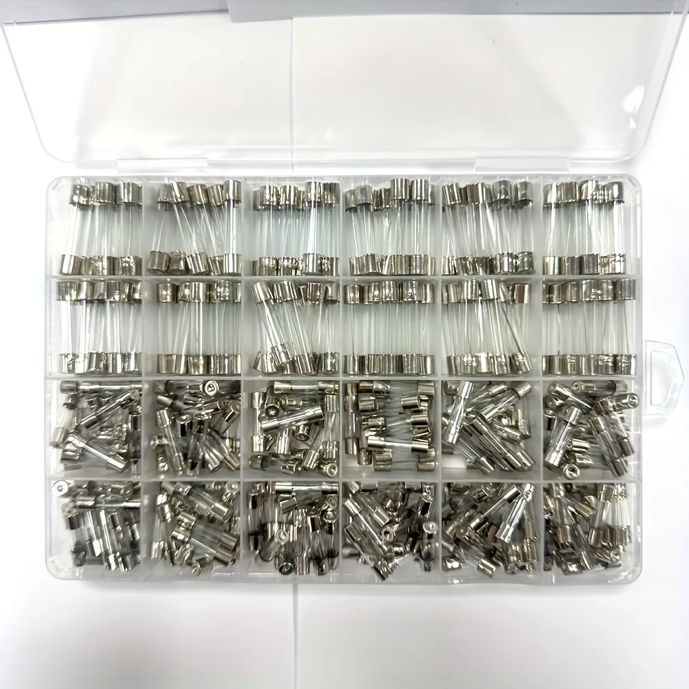 360pcs Glass Fuse Assortment Kit with 24 Values - 250V 0.5A-25A, 5x20mm & 6x30mm Diameter, Automotive Electrical Fuses for Cars