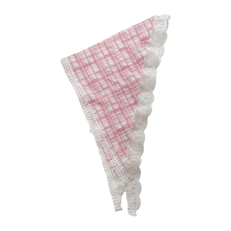 Bandeau de sauna Bandana en dentelle rétro pour femmes, écharpe de sauna triangulaire, bandeau à cheveux pour filles, écharpe à fleurs, banderoles, printemps, été, nouveau, mode 2024