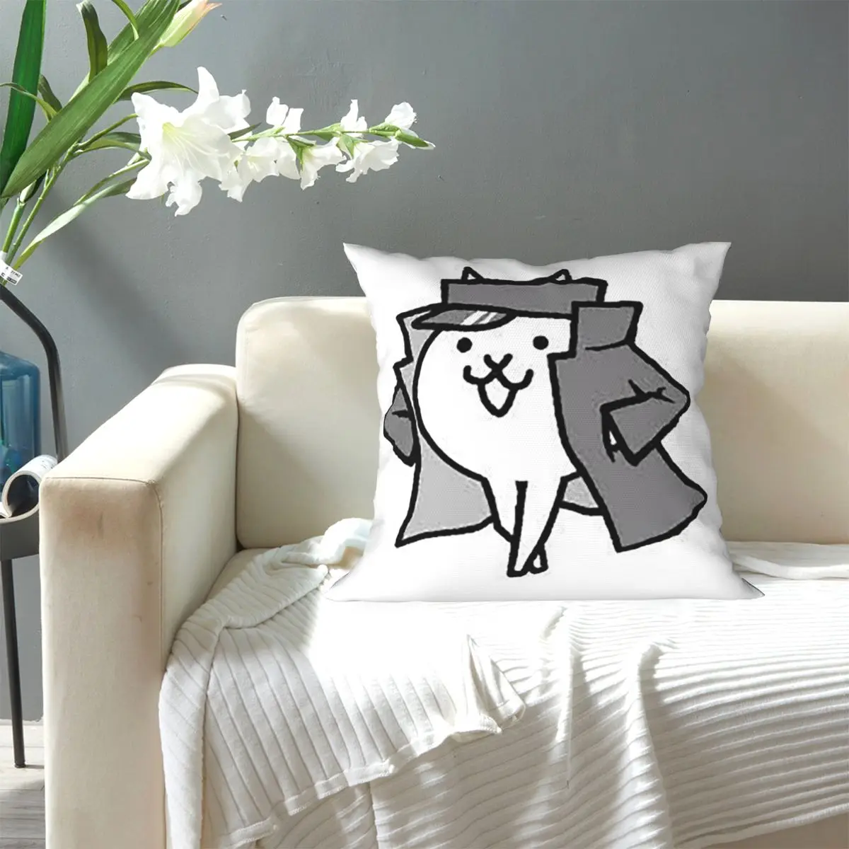 Gato Jotaro Battle Cats Square Pillowcase Pillow Cover Cushion Zip Decorative Comfort Throw Pillow for Home Car