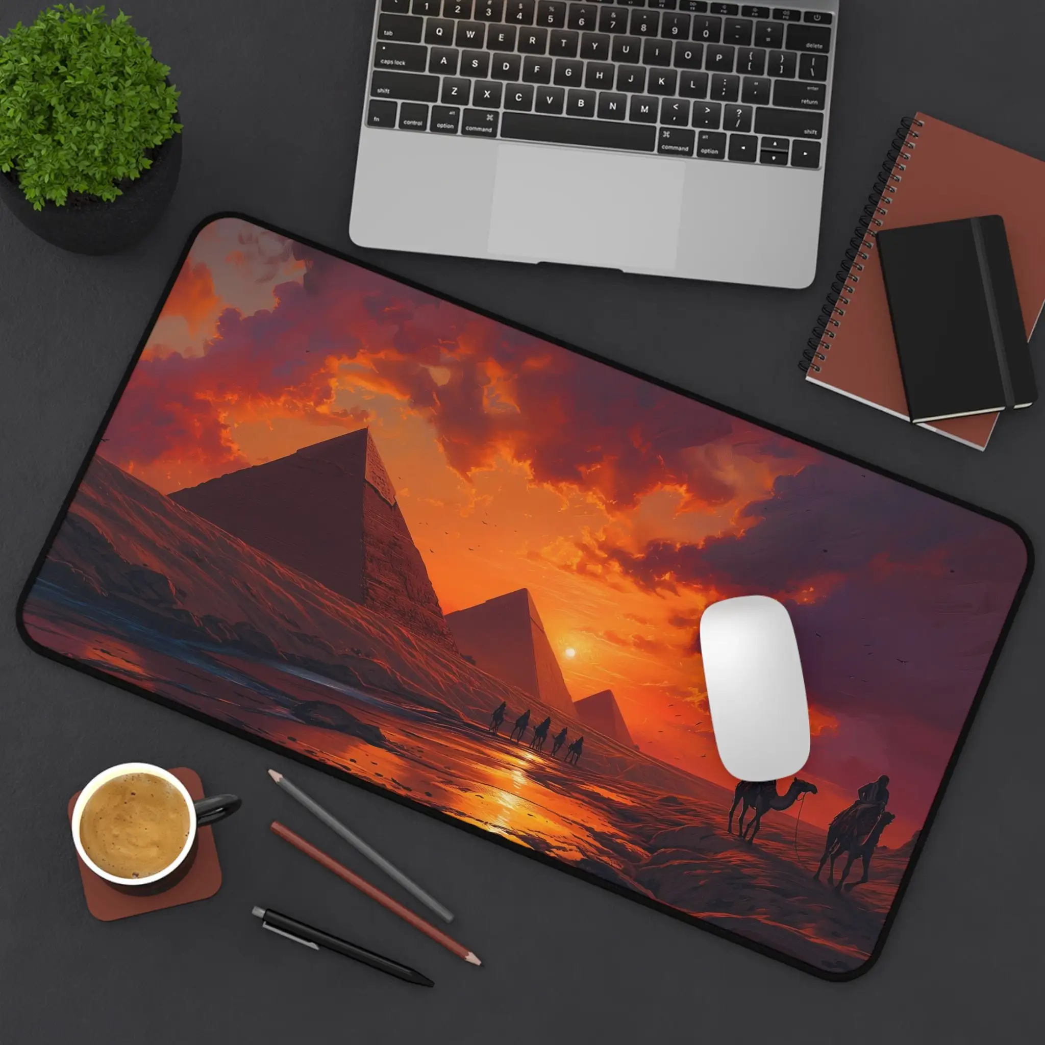 

Pyramid Pattern Table Mat, Ancient Egyptian Mouse Pad XXL, Dusk Camel, Non-Slip Gaming Mouse Pad, Egyptian Desktop Decoration