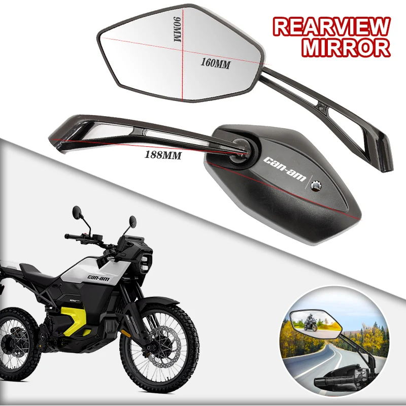2pcs Wide Angle Adjustable Motorcycle Rearview Mirrors Side View Mirrors For BRP Can Am Spyder Series BRP CAN-AM Bombardier