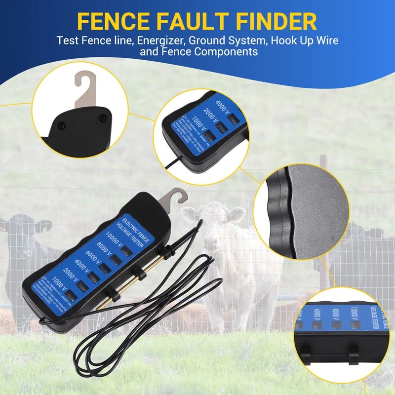 Ranch hek spanningstester 1000V elektronische hek spanningstester, tuinafrasteringstester