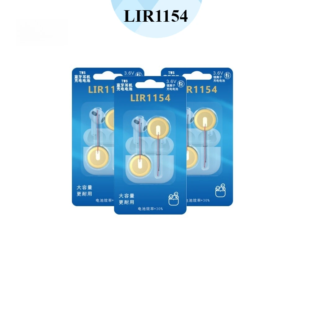

2-10 шт. LIR1154 аккумулятор для Bluetooth-гарнитуры 3,6 В 50 мАч стальной корпус кнопочный аккумулятор