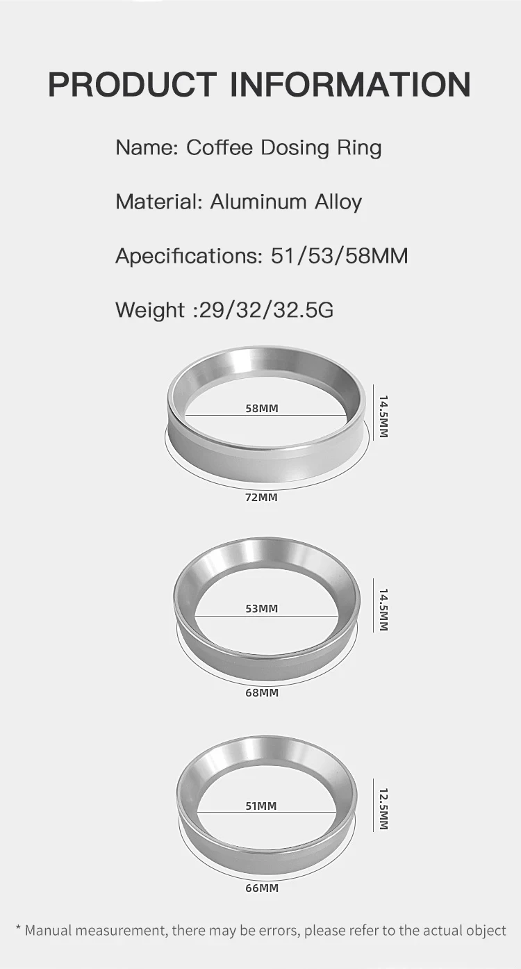 Kaffee Dosier ring 51mm 53mm 58mm Espresso Dosier trichter magnetisch für Delonghi Brevi lle Sieb träger Barista Werkzeuge Zubehör – Detail 11