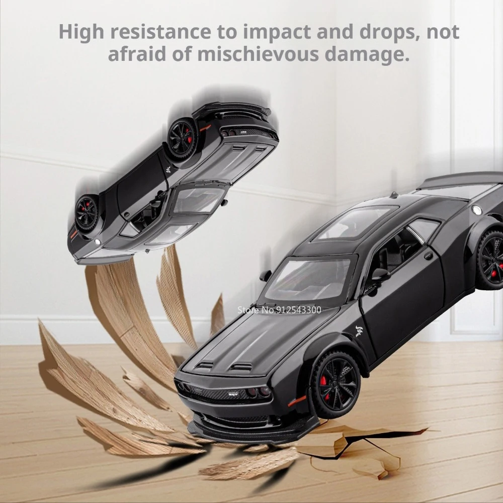 1:32 Schaal Hellcat Charger Auto Model Speelgoed Achterwiel Trek Deuren Geopend Supercar Modellen Miniatuur Voertuigen voor Jongens Geschenken