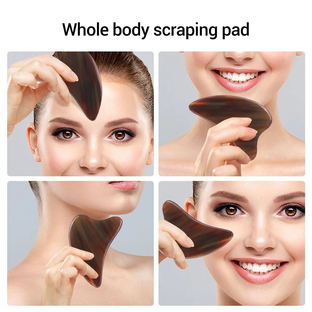 Face Massager Guasha Scraping Massage Board Ox Horn Face Neck Body Massage Beauty Tool SPA Skin Caring Neck Pain Relief Scraper