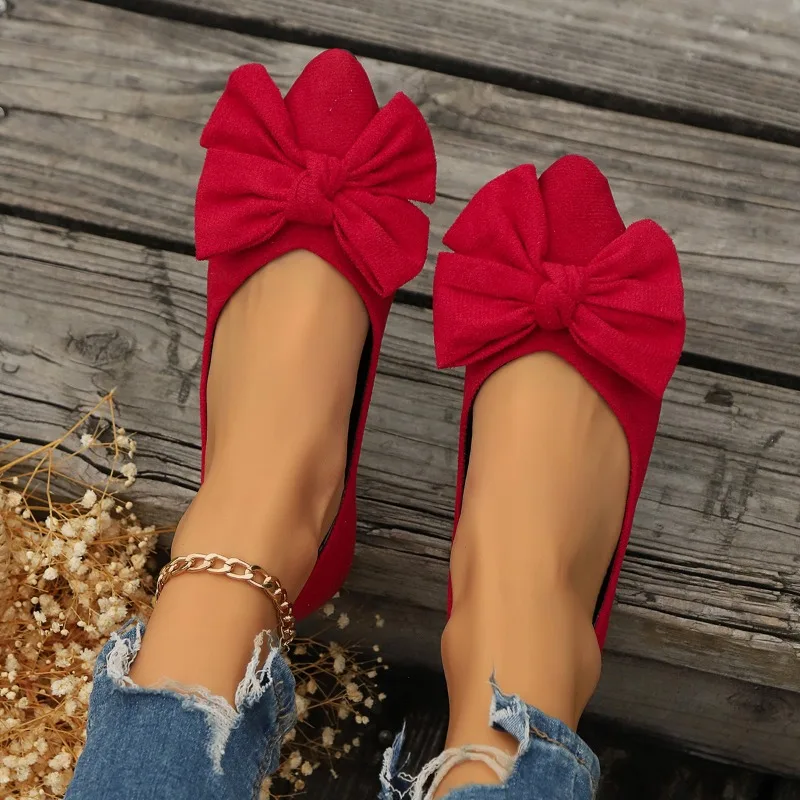 JGSHOWKITO Klassische Damen-Flats mit süßer Schleife, flache Ballerinas für Damen, spitze Zehenpartie, rutschfeste Damen-Mode-Loafer – Detail 26