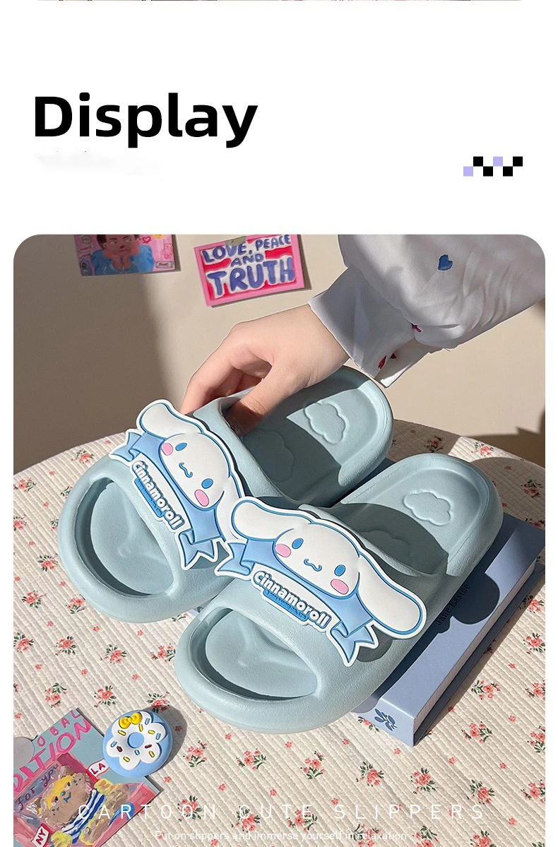 Sanrio Kuromi Cartoon Damen-Wolkenpantoffeln, Atmungsaktive Rutschfeste Innen-/Außenpantoffeln mit Niedlichem Kawaii-Design – Detail 4