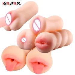 Realistic Vagina Anal Deep Throat Artificial Pussy Oral Male Masturbator Soft Silicone Blowjob Cup Sex Toys For Men Adult Games