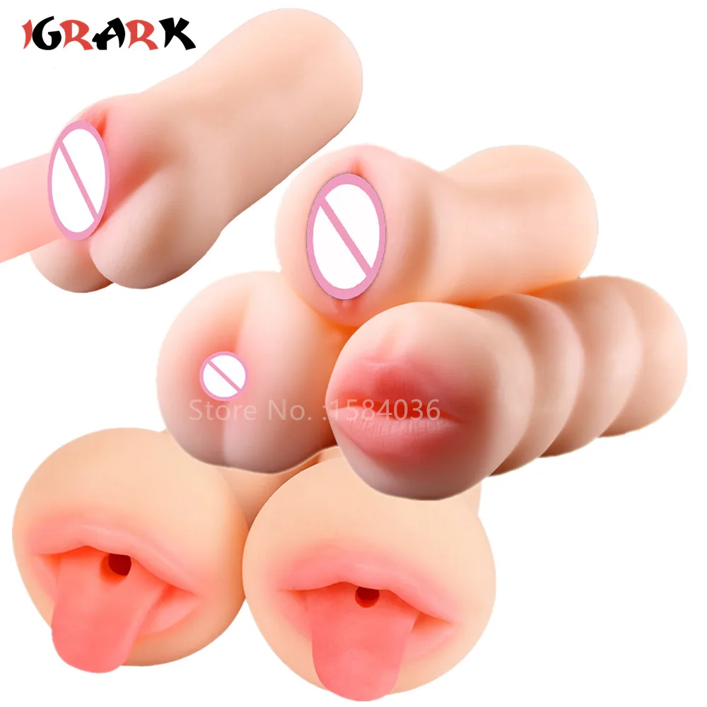 Realistic Vagina Anal Deep Throat Artificial Pussy Oral Male Masturbator Soft Silicone Blowjob Cup Sex Toys For Men Adult Games