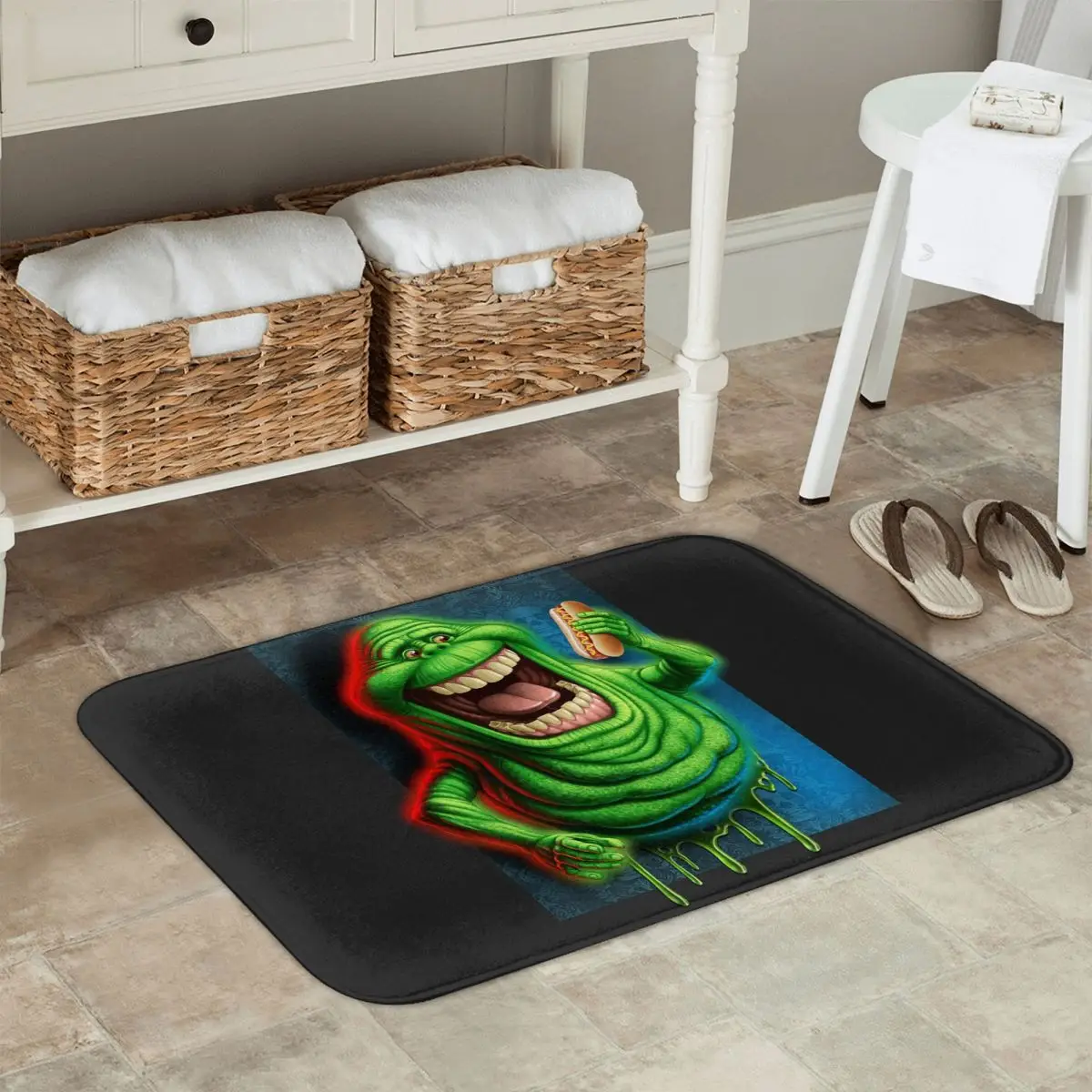 Felpudo antideslizante de cazafantasmas Slimer, alfombra absorbente para suelo, alfombra para entrada de cocina, hogar, balcón, alfombrillas