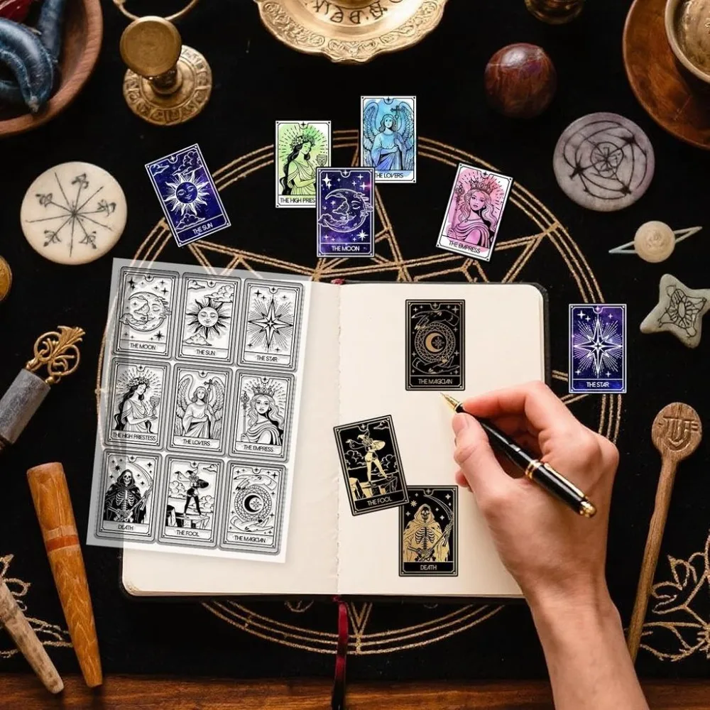 Divination Cards Clear Stamps for Card Making Magic Tarot Cards Clear Stamps Transparent Stamp Seal for DIY Scrapbooking