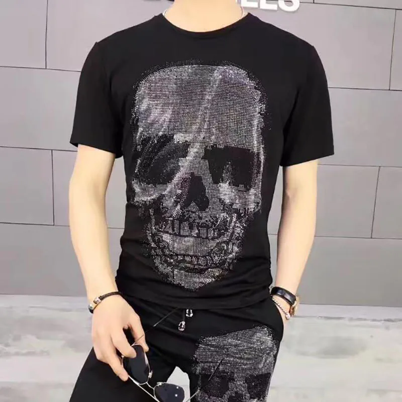 

2025 Summer Hot Sell Tshirt Homme Men-tshirt Rhinestone New Series Casual Men T Shirt Fashion Streetwear 043