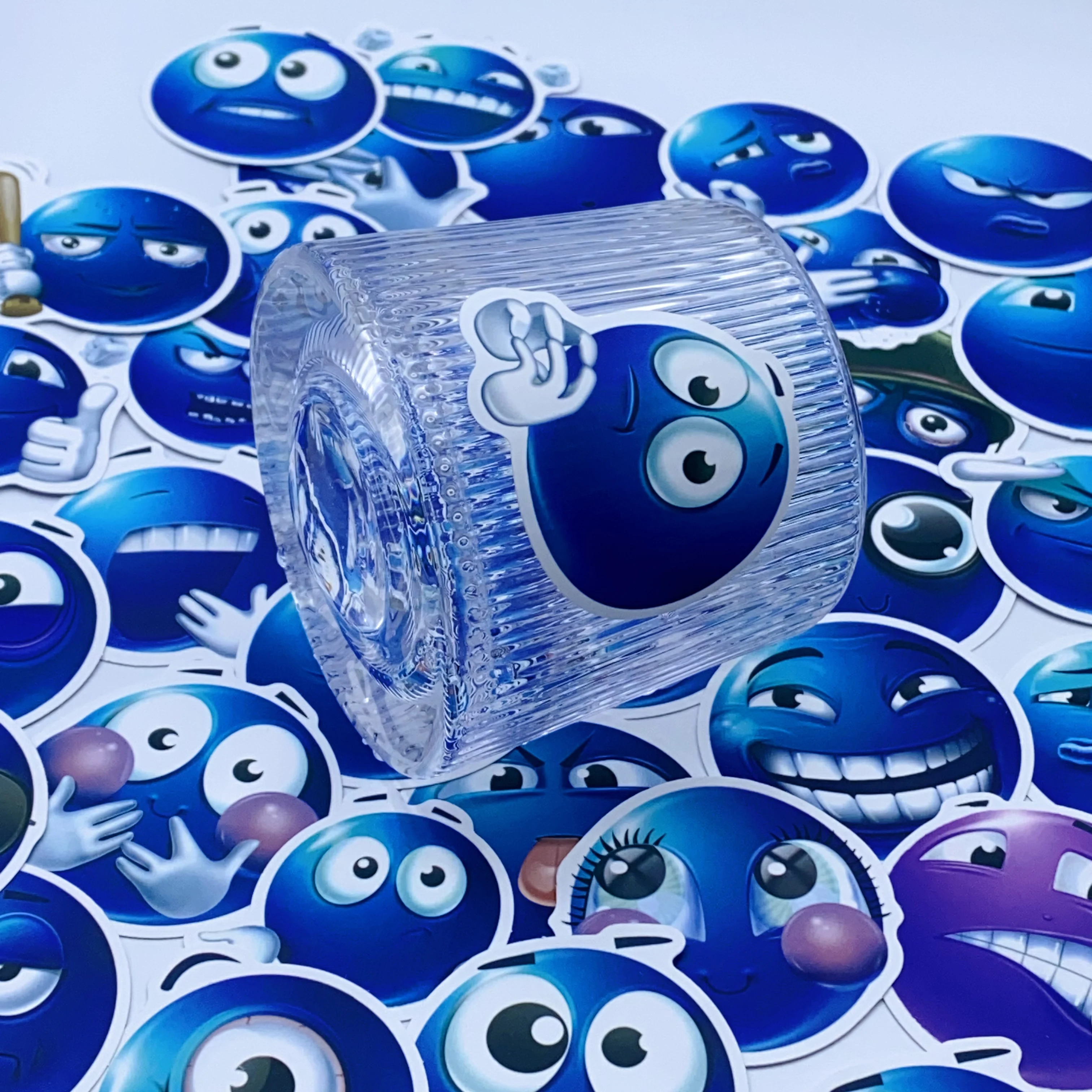50PCS Blue Beans Emoticon Pack Collection Stickers Reusable PVC Decals for Scrapbooking Water Cups Guitars Cars Craft Supplies