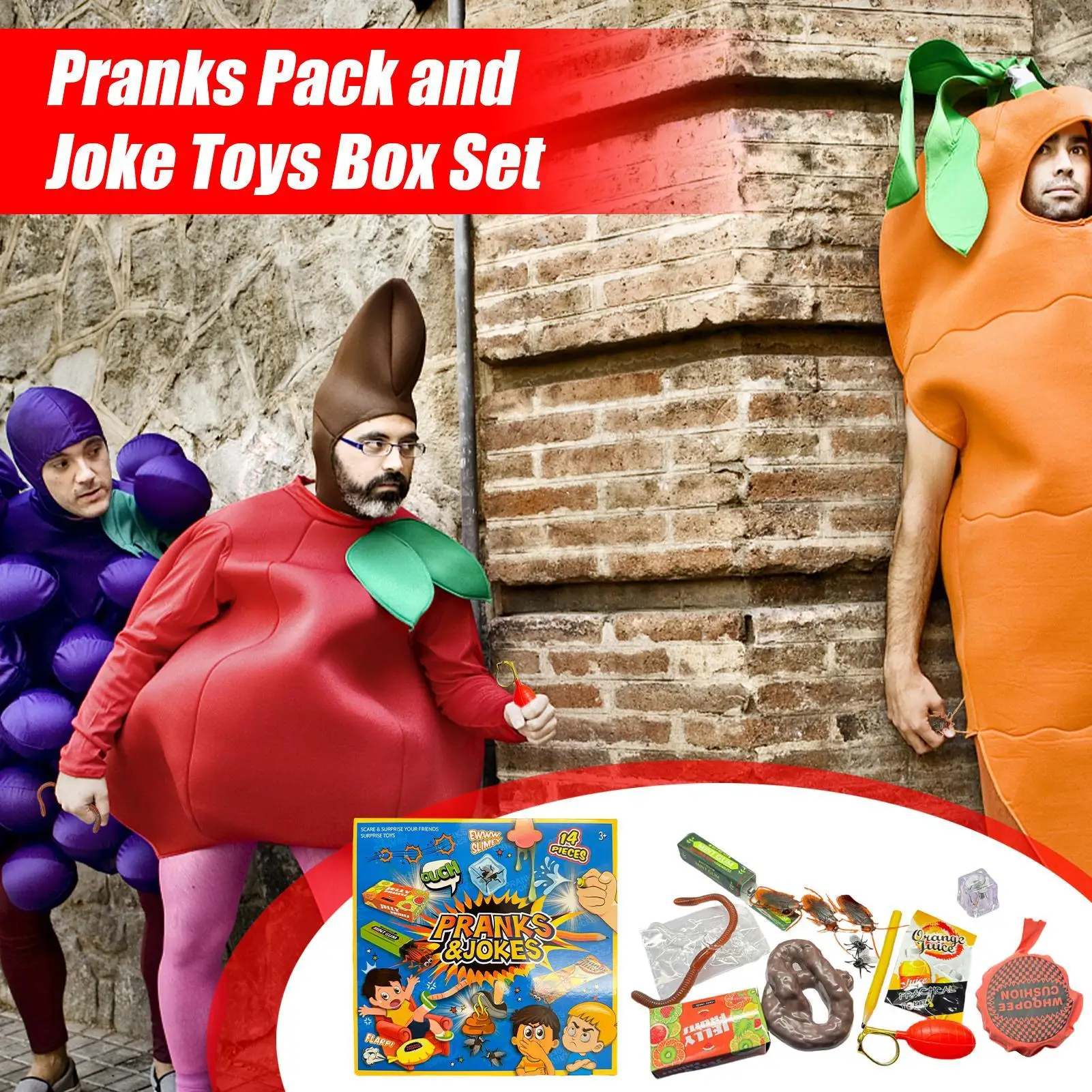 Funny Prank Toys Set Fake I nsects/bugs/ Cockroaches/poop/fart Pad April Fools Kids Prank Gadgets Stuff Realistic Cool Funny