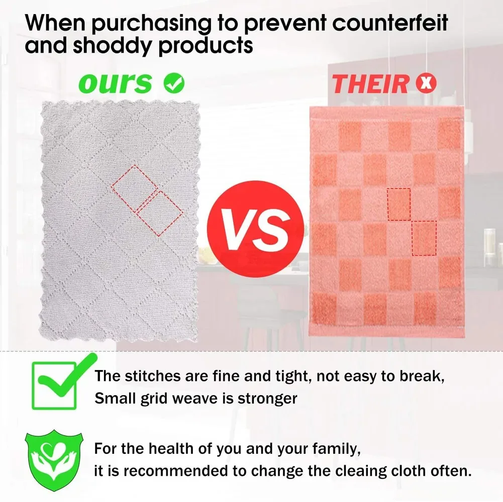 Dishwashing Cloth Kitchen Cleaning Wipes Household Multipurpose Absorbent Nonstick Oil Fiber Cleaning Cloth