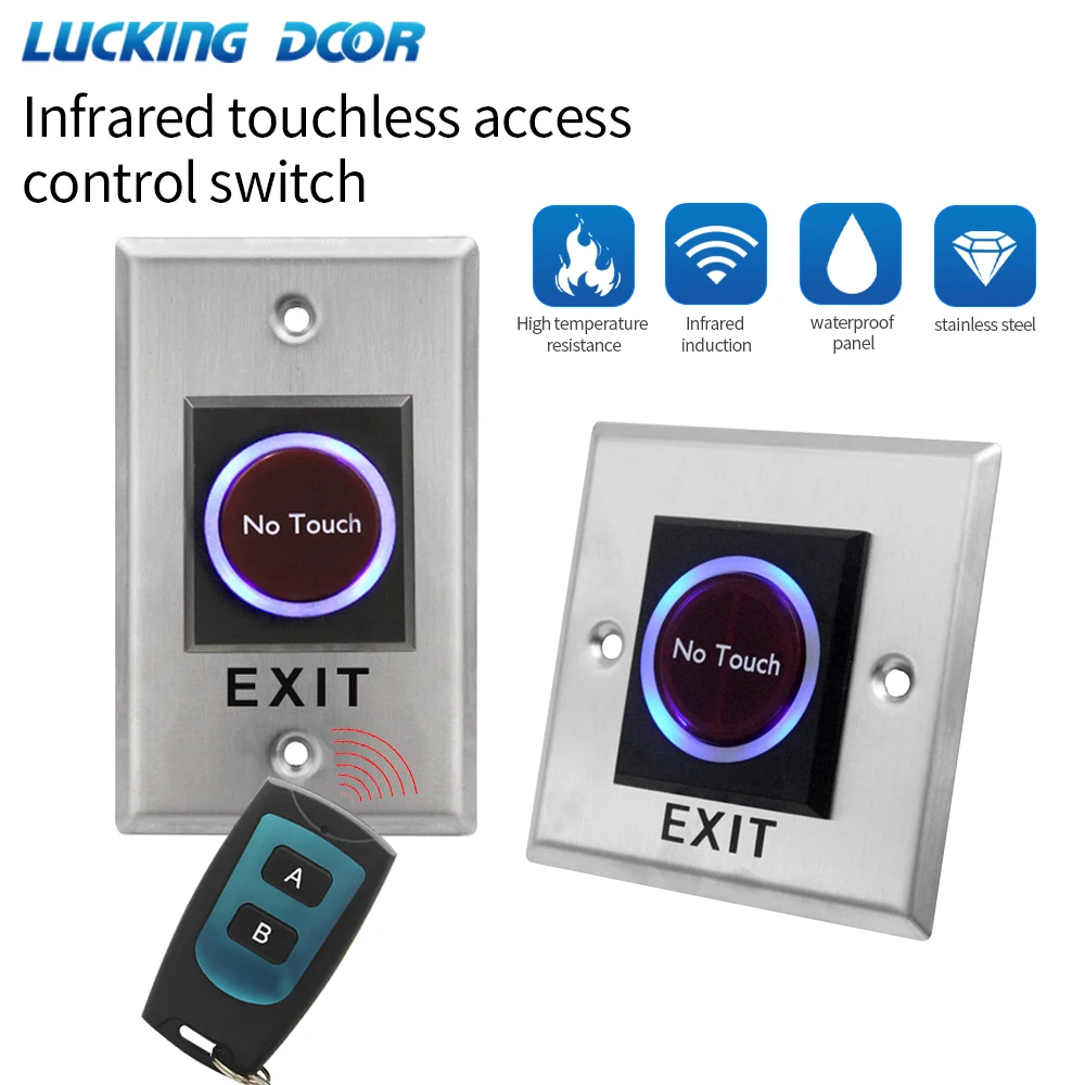 No Touch Door Release  Button 433M 12V~24V Infrared Induction Push Switch for Electronic Lock Access Control With Remote Control