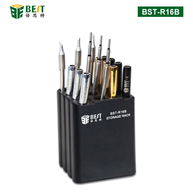 BST-R16B Multifunktionale Lötkolben Tipps Lagerung Box Für C210 C245 C115 T12 Heizung Core Organizer Schweißen Kopf Halter