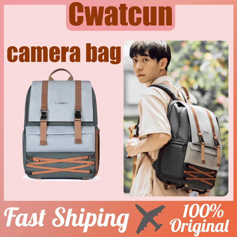

Сумка для камеры Cwatcun для Sony Nikon Fuji Canon, сумка для хранения, рюкзак большой емкости, сумка для фотосъемки в стиле ретро для путешествий