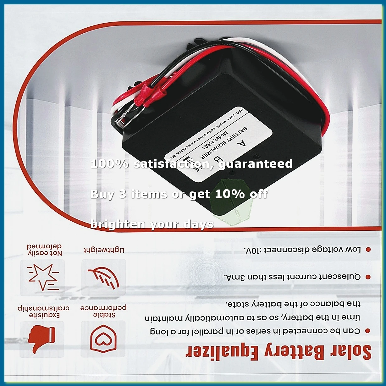 New HA01 Solar Battery Voltage Equalizer for 24V Lead-Acid Gel Battery Balancer Stable Battery Solar System