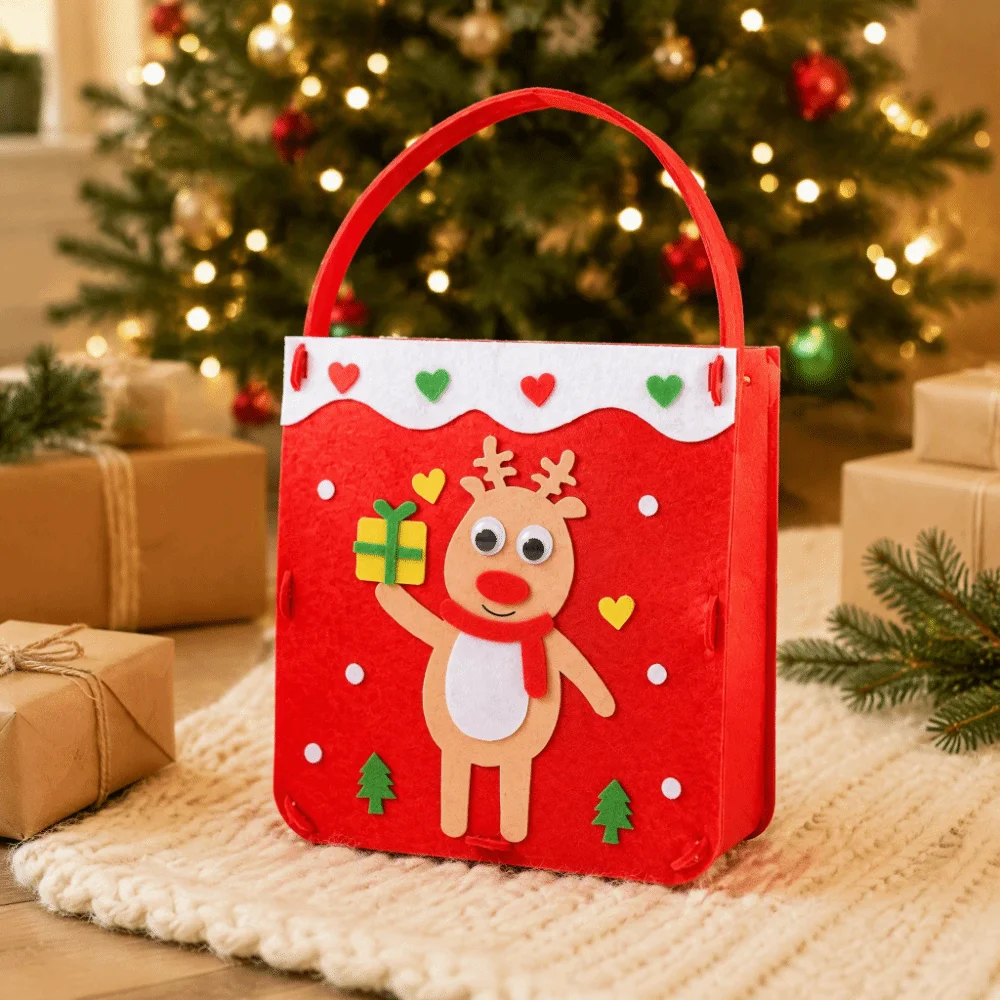 Non-woven Fabric DIY Xmas Candy Bag Santa Claus Snowman Christmas Bag Handmade Christmas Tree Portable Elk Handbag Toddlers