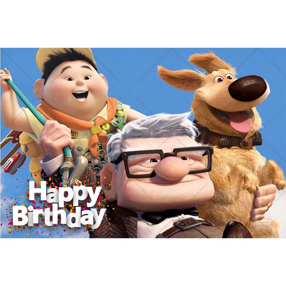 Disney Pixar Movie UP Photography Backdrop Birthday Party Banner Suppliy Kids Cartoon Carl Feiwu Decor Custom Background