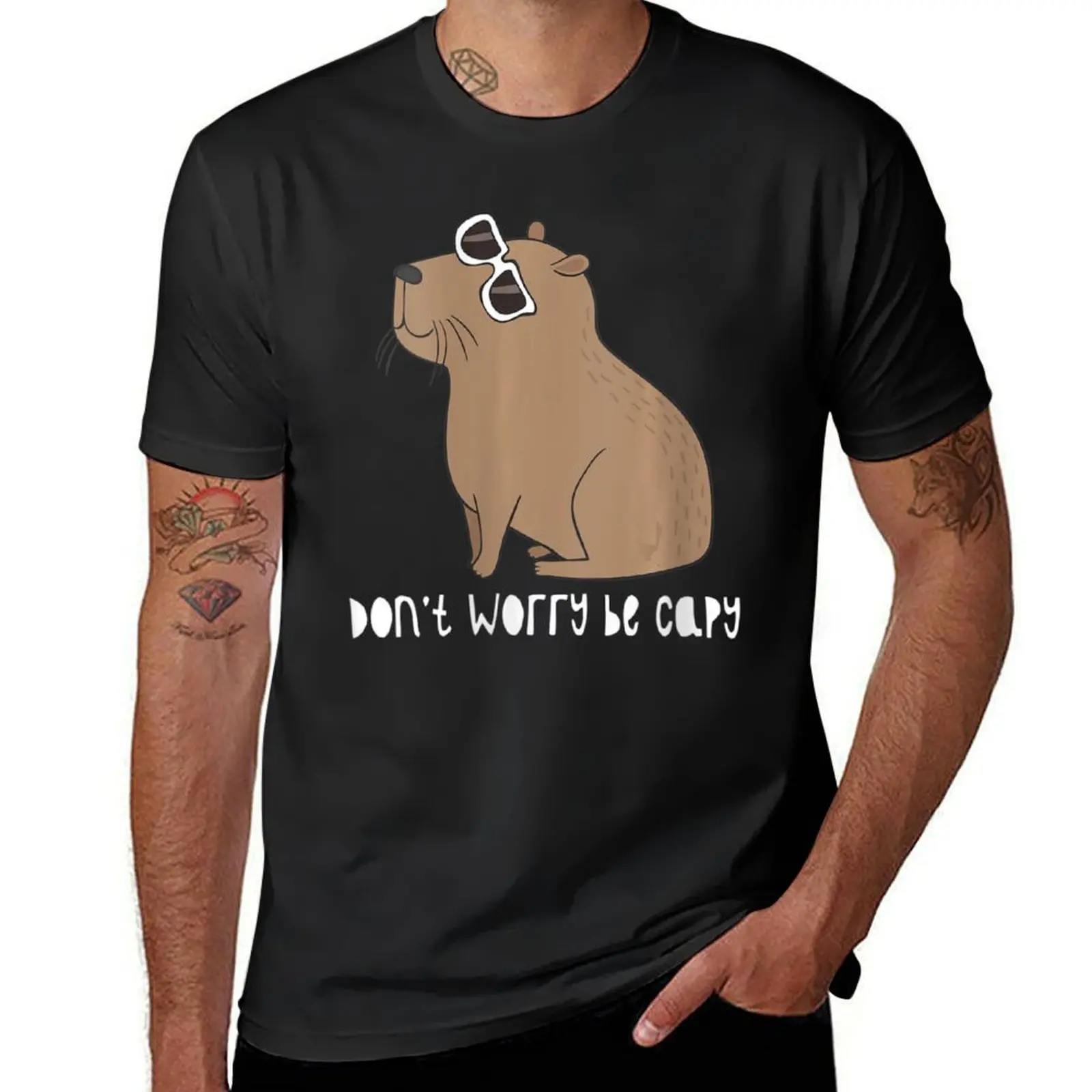 

Womens Don't Worry, Be Capy Awesome Cute Capybara V-Neck T-Shirt heavyweights sports fans korean fashion mens white t shirts