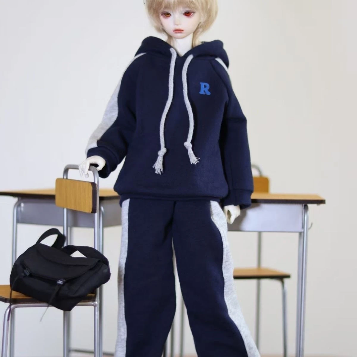 1/4 Puppenkleidung Anzug für 45 cm Bjd Puppe Hoodie, Hosen Sportbekleidung Set Dress Up Spielhaus Mädchen Spielzeug Puppenzubehör, keine Puppe