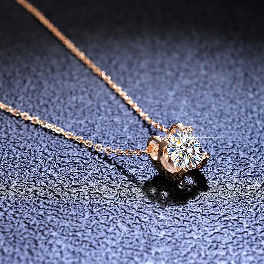 Tbestone Bull Head 1ct Moissanite Diamond S925 Sterling Silver Fashion Elegant Rose Gold Pendant Necklace Women\'s Brand Jewelry