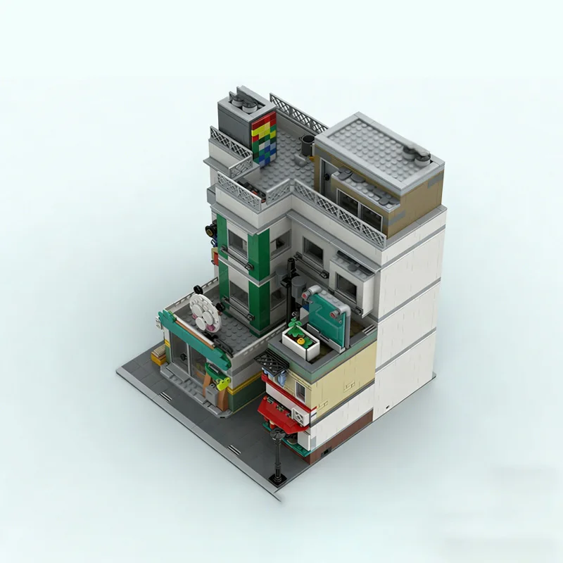 都市街並みモデル MOC ビルディングブロック都市住宅ビルモジュラーテクノロジーギフトホリデーアセンブル子供のおもちゃスーツ